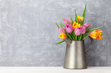 Fresh colorful tulip flowers bouquet