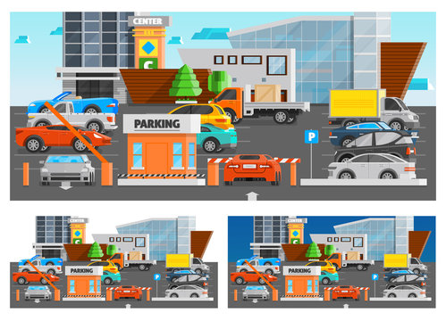 Shopping Mall Parking Compositions Set
