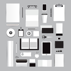 White identity template with blue origami elements. Vector compa © ploygraphic