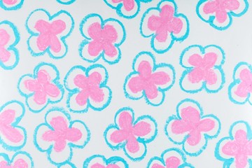 Shapes vintage flowers on white  backgtound.