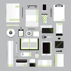 White identity template with blue origami elements. Vector compa © ploygraphic