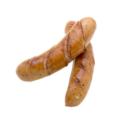 Fried sausages isolate on white background