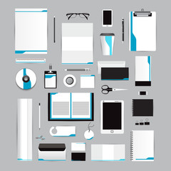 White identity template with blue origami elements. Vector compa © ploygraphic