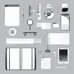 White identity template with blue origami elements. Vector compa © ploygraphic