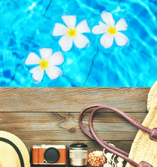 Fototapeta premium Beach items at pool