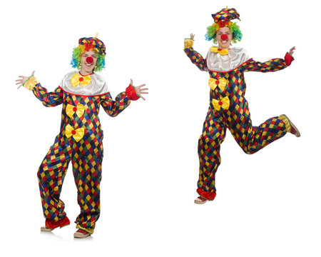 Set of clown photos isolated on white
