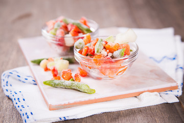 frozen vegetables in studio