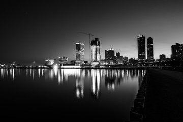 City of Milwaukee Wisconsin at Night black and white photography