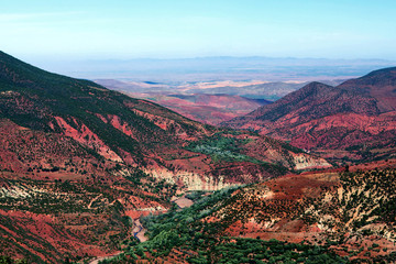 Fototapeta na wymiar Rocky valley on the road from Marrakesh to Ouarzazate, Morocco