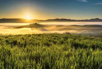 Magical morning in unknown places Tuscany.