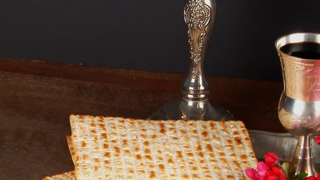Pesach matzo passover with wine and matzoh jewish passover bread
