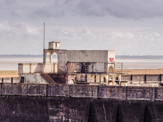 Obraz premium Grange-over-sands, Cumbria, UK. April 5th 2016. A rare inside view of the 1930's grade II listed building Grange-over-sands Lido, Grange-over-sands, Cumbria, UK