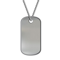 Fototapeta premium Blank metal tags hanging on a chain. ID military soldier. Isolat