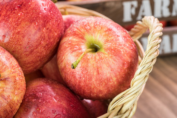 Farm organic apples in basket