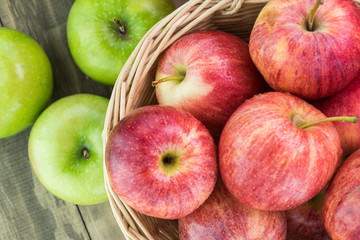 Assorted farm organic apples.