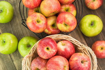 Assorted farm organic apples.