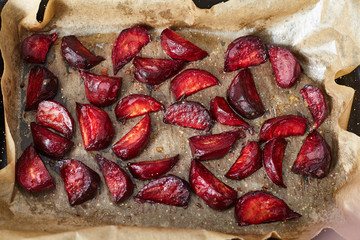 Baked beet inside oven