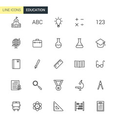 Vector education line icons