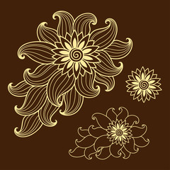 Henna tattoo flower template.Mehndi.
