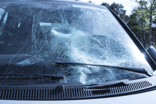 Broken glass of a car