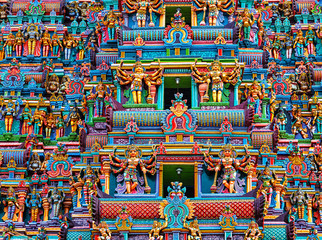 Sculptures on Hindu temple tower