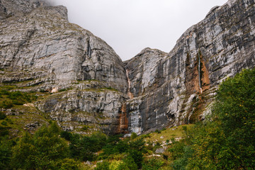 Mountain waterfall in Adygea. Psehsky waterfall