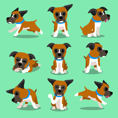 Obraz na płótnie Canvas Cartoon character boxer dog poses