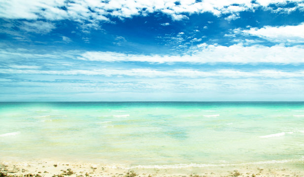 Clear sea and tropical beach on island, at koh lan island Pattay