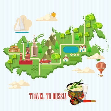 Russia vector poster. Russian background with city landmark. Travel concept. 
