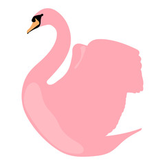 Isolated pink swan with open wings and black beak without feet on white background - Eps10 Vector graphics and illustration