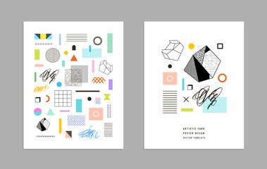 Abstract trendy templates with different geometric shapes and textures
