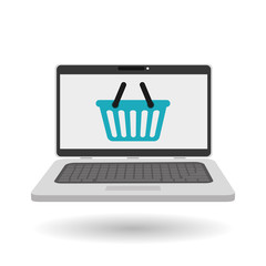 Buy online over white background, laptop design