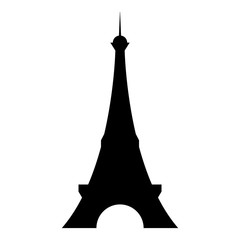 Isolated and hand drawn black Paris Eiffel tower front silhouette clip art on white background - Eps10 Vector graphics and illustration