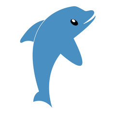 Isolated cute blue dolphin clip art on white background - Eps10 Vector graphics and illustration