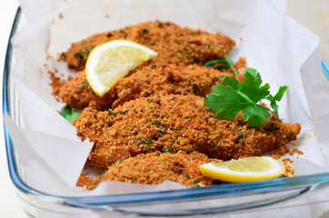 Baked in Bread Crumbs Chicken Breast 