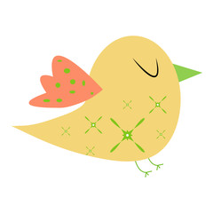 Isolated funny and colorful bird cartoon. Single bird clip art for preschool children books - Eps10 Vector graphics and illustration