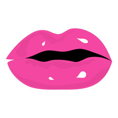 Isolated pink female lips on a white background for beauty and health projects, prints and stickers, logos etc - Eps10 Vector graphics and illustration