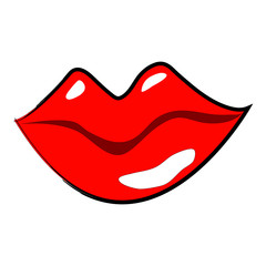 Isolated glossy red female lips on a white background for beauty and health projects, prints and stickers, logos etc - Eps10 Vector graphics and illustration