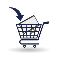 shopping cart icon over white background