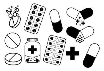 Medical signs (tablets, pills)