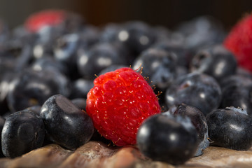 Fresh blueberries and raspberries