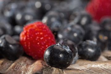 Fresh blueberries and raspberries