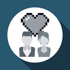 Graphic design of heart , vector illustration