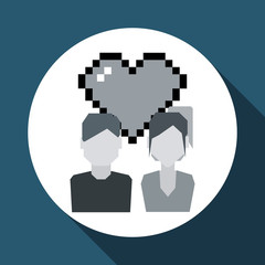 Graphic design of heart , vector illustration