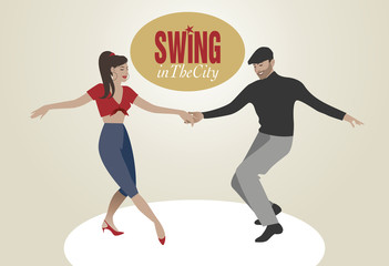Fototapeta na wymiar Young Couple dancing swing