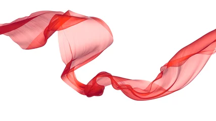 Behangcirkel De rode stof wappert in de wind © kodochigov