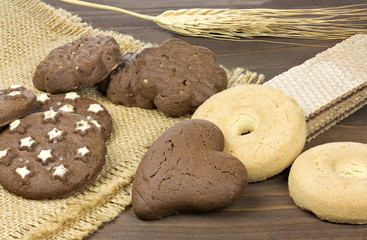 Cookies collection on wooden background