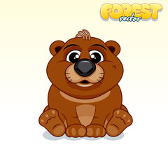 Cute Cartoon Brown Bear. Funny Vector Animal