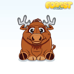 Cute Cartoon Forest Elk. Funny Vector Animal