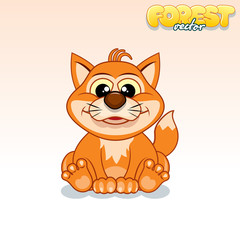 Cute Cartoon Red Fox. Funny Vector Animal